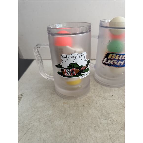 BUDWEISER Bud Light FROSTY FREEZER MUGS SET OF 3 CLEAR-VINTAGE-RARE - Picture 2 of 6